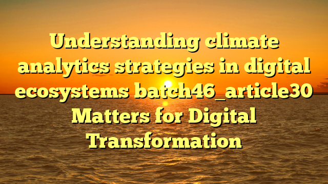 Understanding climate analytics strategies in digital ecosystems batch46_article30 Matters for Digital Transformation